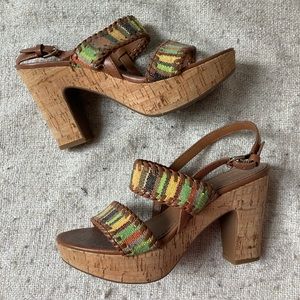 FRANCO SARTO "FAWN" CORK-HEEL SANDAL